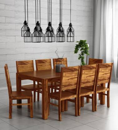 MAHIMART AND HANDICRAFTS Borneo Sheesham Wood 8 Seater Dining Set Solid Wood 8 Seater Dining Set  (Finish Color -Rustic Teak Finish, DIY(Do-It-Yourself))