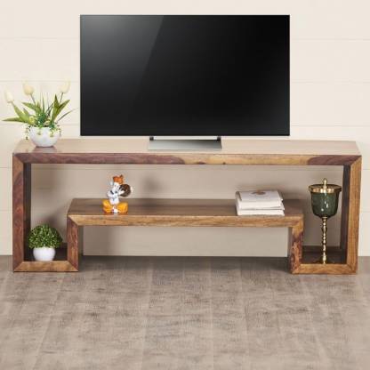 MAHIMART AND HANDICRAFTS Borneo Sheesham Wood Tv Entertainment Unit Solid Wood TV Entertainment Unit  (Finish Color - Teak Finish, Pre-assembled)