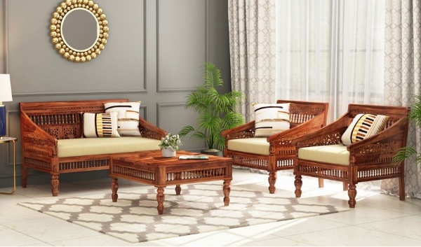 MAHIMART AND HANDICRAFTS Alanis Wooden Sofa Set