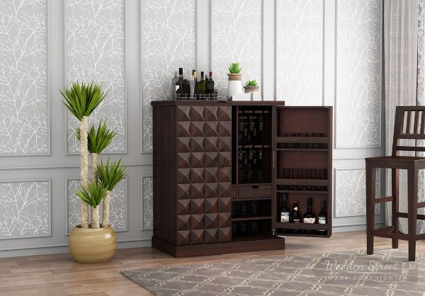 MAHIMART AND HANDICRAFTS Auric Large Bar Cabinet