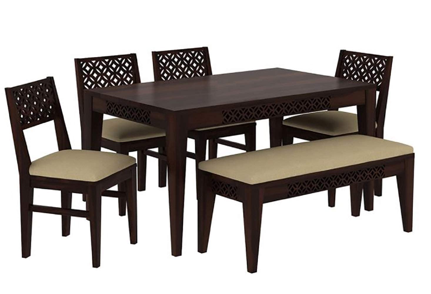MAHIMART AND HANDICRAFTS Wood Wooden Dining Table with 6 Chairs | Home and Living Room
